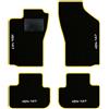QUEMAR Tappetini Auto compatibili con Alfa Romeo 147 dal 2000 / Kit Tappeti in Moquette e Gomma su Misura (Set 2 Anteriori + 2 Posteriori) / Ricami e Colori Personalizzati (Bordo Giallo, 4 Ricami)