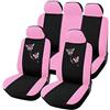 Mayhug Coprisedili per auto, rosa, con farfalle, alla moda, anteriori, posteriori, universali, colore rosa