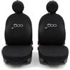 Auto Accessori Lupex - Coppia Coprisedili Anteriori Compatibili con 500, Fodere in Policotone con Ricamo Centrale, Set 6 Pezzi e Ganci, Made in Italy (Nero)