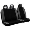 Lupex Shop Set Coprisedili Universali per Furgone 3 Posti misto Cotone poliestere, singolo + doppio, Cintura Bassa, colore Nero - Grigio Chiaro