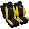 Auto Accessori Lupex - Copri-sedili Auto Compatibili Ypsilon Y, Set Copri-Sedile Completo Anteriori e Posteriori divisi 50 e 50 | Logo Ricamato (Nero/Giallo)