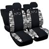 Lupex Shop Coprisedili auto compatibili con Mito, Made in Italy, tessuto poliestere, set sedili completi anteriori e posteriori (Nero - Mimetico Grigio)