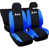 Lupex Shop Copri-sedili Auto Compatibili Seicento 600 | Set Coprisedili Anteriori e Posteriori | Logo Ricamato | Airbag Compatibile | Accessori Auto Interno (Nero/Blu Royal)