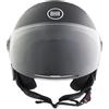 BHR Casco Demi-Jet 834 FLOW - Casco Scooter Estivo Omologato ECE 22.06 con 16 Fori di Aerazione - Visiera Antigraffio e Sgancio Micrometrico, Nero Opaco, XL