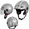 A-Pro Casco Jet Scooter Moto Quad Omologato ECE 22-06 Visiera Argento XS