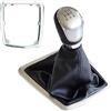 QZCDSU Pomello leva cambio a 5 e 6 marce con cuffia copri cuffia, for Ford, for Focus, 2 MK2 FL MK3 MK4 MK7, for Mondeo, for Fiesta, Galaxy pomello del cambio dell'auto(Silver-5 Speed)