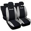 Lupex Shop Copri-sedili Auto Compatibili Panda Seconda Serie (mod.169) Versione Intera | Nero Grigio Chiaro | Set CopriSedile Anteriori e Posteriori | Logo Ricamato | Airbag Compatibile