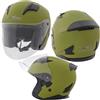 A-Pro Casco Jet Moto Aperto Visiera Scooter Antigraffio Urbano ECE 22-06 Verde Opaco L