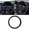 JOYCOURT Coprivolante in morbida pelle, 38,1 cm, con strass colorati, protezione elastica per auto, con strass di cristallo, per donne e ragazze, accessori per auto per la maggior parte delle auto, SUV (nero)
