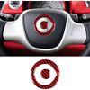 KUNGKIC Adesivi per Volante in Fibra di Carbonio con Marcatura Centrale, Decorativi per Interni, Compatibili con Mercedes Benz Smart 451 Fortwo 2008-2015, Accessori 2 Pezzi (Nero Rosso)