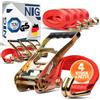 NTG 4 pezzi | Cinghie di tensionamento | Cinghie di fissaggio | 4 m | 5 t (2500/5000 daN, KG) Due pezzi | 50 mm | con cricchetto e gancio | Cinghie a cricchetto | Certificato TÜV/GS