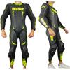 WinNet Tuta per moto in pelle intera monopezzo 1 pezzo racing pista con saponette e gobba (M)