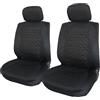 Rebeca Shop Coprisedili per Auto Universali, Coppia Anteriore, tessuto Deluxe Gabardine, universali, adatti a tutte le tipologie di sedili auto (Nero con rigo Nero, Poggiatesta Fisso o Removibile)