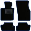 QUEMAR Tappetini Auto compatibili con MINI F55 F56 F57 2014-2023 / Kit Tappeti in Moquette e Gomma su Misura (Set 2 Anteriori +2 Posteriori)/ Ricami e Colori Personalizzati (Bordo Blu, 0 Ricami)
