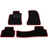 Generico Tappetini compatibili con Alfa Romeo 159 posteriori con ponte distanza punti di fissaggio (conducente) 25cm, bordo rosso, kit tappetini auto personalizzati