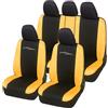 Rebeca Shop Coprisedili per auto universali - Racing LS01 - schienali posteriori con 2 zip - airbag compatibili, 210 Gabardine (Nero/Giallo, Posteriori in tinta con anteriori)