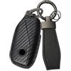 Rondrive Custodia per chiave auto in fibra di carbonio, adatta per BMW 2024 2025 2026 Serie 1 F70 2 U06 serie 3 G81 M3 5 G60 G68 X1 U11 U12 X5 G05 X6 F96 PU in pelle PU