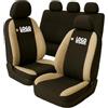 Susy Shop Coprisedili auto compatibili per Grande Punto, 3 e 5 porte, Made in Italy, set copri sedili per anteriori e posteriori, personalizzata con logo ricamato (Versione 3 Porte, Nero/Beige)
