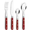 Pradel Essentiel Bistro-Club Posate 24 pezzi per 6 persone, Rosso | Set di posate da 24 pezzi per 6 persone, acciaio inox 18/0, finitura standard, lavabile in lavastoviglie.