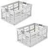 keeeper ben 2x contenitori pieghevoli professionali robusti con manici soft-touch, 45 l, Portata fino a 50 kg, Robusti e leggeri, 54 x 37 x 28 cm, Argento (Light Silver)