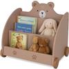 Relaxdays Libreria per Bambini, Design Orso, HLP: 58x60x40 cm, con rotelle, Angoli arrotondati, scaffale, MDF, Marrone