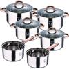 San Ignacio Batteria da cucina 10pc in acciaio inox 2xØ16cm 2xØ18cm 2xØ20cm con coperchi San Ignacio