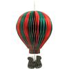 Dekohelden24 Palloncino decorativo XL, mongolfiera di carta, sospeso a forma di mongolfiera, decorazione da giardino da appendere, ciondolo di carta come mongolfiera con cestino in rosso/verde, 1 pezzo, dimensioni