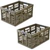 keeeper ben 2x contenitori pieghevoli professionali robusti con manici soft-touch, 45 l, Portata fino a 50 kg, Robusti e leggeri, 54 x 37 x 28 cm, Verde oliva (Olive)