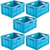 keeeper benno 5x contenitori pieghevoli professionali robusti con manici soft-touch, 45 l, Portata fino a 50 kg, Adatta per carrelli della spesa, 54 x 37 x 27,5 cm, Blu (Eco Sky Blue)