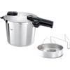 Fissler Vitaquick Grande Pentola a Pressione Grande da 6 L, con Diametro da 22 cm, Inserto, Pentola a Vapore in Acciaio Inox, 2 Livelli di Cottura, Prodotto in Germania per Piani Cottura a Induzione