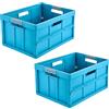 keeeper benno 2x contenitori pieghevoli professionali robusti con manici soft-touch, 45 l, Portata fino a 50 kg, Adatta per carrelli della spesa, 54 x 37 x 27,5 cm, Blu (Eco Sky Blue)
