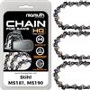 Mamuth Wild Nature 3 catene per motosega, 35 cm, 1,3 mm, 3/8, 50 TG, per Stihl MS181, MS190