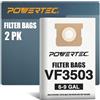 POWERTEC VF3503 Size B Shop Vac Bags for Ridgid 2 Pack, 6-9 Gal. 40153 Vacuum Bags for Ridgid HD9000 & Workshop WS32090F2 Wet Dry Vac (75016)