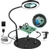 MagnieOpti Stazione di saldatura magnetica con lente d'ingrandimento 10X con luce, supporto PCB 4 bracci flessibili lente d'ingrandimento e strumento di terza mano per riparazione elettronica