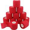 Tocone 12 Rotoli Benda Elastica Bendaggio Adesiva Salvapelle Sport Nastro 5cm 4,5m | Bendaggio Coesivo Salvapelle Fasciature per Sport, Primo Soccorso, Mani, Piedi, Ginocchia, Vet Wrap per Cani e Cavalli Rosso