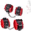 CSCLI 2 paia di manette regolabili in pelle rossa e nera per giochi di spugna