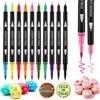 KISCOLOR Pennarelli Alimentari per Colorante Commestibili, 10pc Penne Bifacciali Per Alimenti Con Punta Fine e Spessa,Decorazioni Fai da te,Biscotti, Torta, Uova di Pasqua