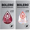 Generico SET 24 BOLERO bustine da 3 grammi 12 Ice Tea Peach Pesca + 12 Cherry Ciliegia Preparato istantaneo per Bevande con Stevia e Vitamina C e Senza Zucchero