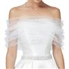 WEBEEDY 2 stili Scialli e Stole Bianco in Tulle per Matrimoni Cappotti da Sposa in Perline con Capelette Staccabile per Abiti da Sposa e Docce Da Sposa