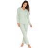 JADEA Pigiama donna cotone aperto avanti con bottoni 3228 (Verdino, S)