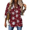 Buewutiry Camicia con bottoni a maniche lunghe da donna con fiocco di neve scozzese di Natale scollo a V camicetta casual moda, Stile 38, L