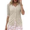 Lovasy Cardigan con Bottoni Donna a Maniche Corte Giacca in Maglia Elegante Curvy Golfino con Scollo a V Aperto Davanti Pullover Leggero ed Traspirante,A-Albicocca,M