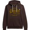 Superdry Felpa con cappuccio da uomo con logo vintage in colori coordinati, Chicchi di caffè, XXL
