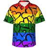 FJAUOQ Gay Pride Rainbow Cuori Colorati Uomini Manica Corta Button Down Camicie Casual Estate Spiaggia Top, Come nella foto, XXL
