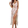IPUDIS Lingerie Sexy da Donna in Rete E Pizzo, Mini Abito con Spacco Laterale Alto E Scollo A V, Elegante Camicia da Notte Lunga, Pigiama Bianco M