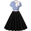 Vhersily Donna 2026 Anni '50 Abito da Cocktail retrò Vintage Manica Corta A Pois Rockabilly Swing Elegante Abito da Sposa Sera Vestito al Ginocchio Pieghe Gonna alla Moda Anni '60 Vestiti Primavera