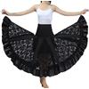 GUOCU Gonna da Ballo Moderna Standard da Donna Gonna Lunga Fluida Pratica in Pizzo Sala da Ballo Maxi Vestito di Danza del Ventre Gonna Lunga Flamenco Professionale Samba Tango ChaCha Nero M