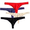Faringoto 4 tanga da uomo e perizoma, confezione da 4 pezzi, in seta, con tasca convessa a U, Rosso Navy Pelle Nera, X-Large