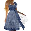 Generic Abito Oktoberfest Donna 2025 Costume Tirolese Dirndl con Grembiule Vestito Tradizionale Donna Oktoberfest per Feste Halloween Carnevale e Party (A02-Navy, S)