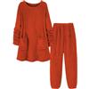 Generic Pigiama da donna in pile a maniche lunghe invernale caldo pigiama - Pjs per le donne a maniche lunghe - abbigliamento da notte caldo per il tempo libero abiti da notte 2 pezzi pigiama invernale